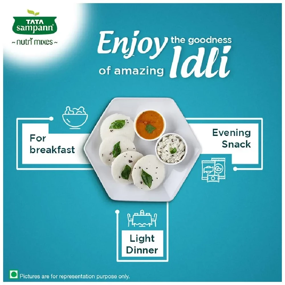 Tata Sampann Fibre Rich Idli Mix - Instant Ready To Cook Mix, 180g-10.webp